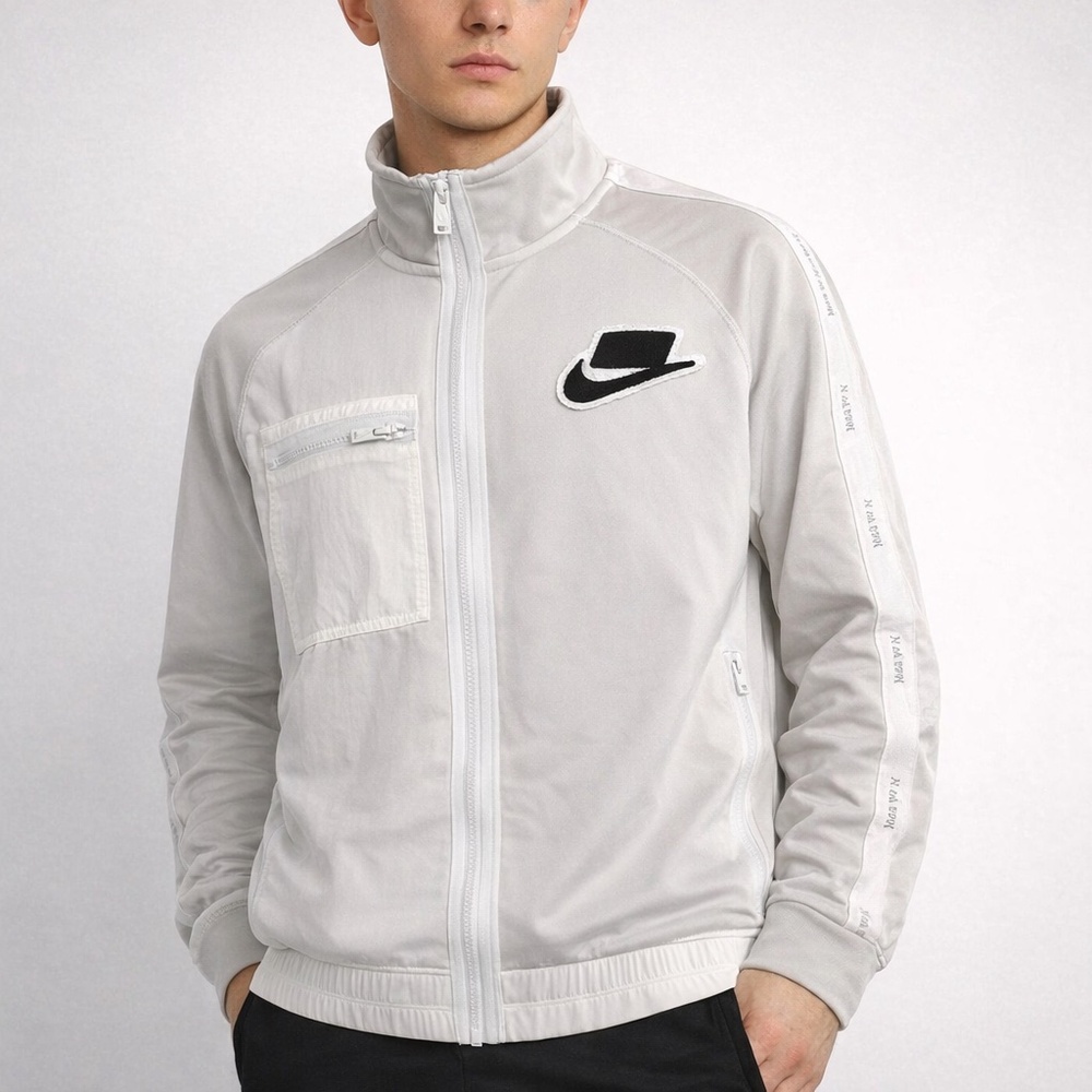 Nike NSW Track Jacket BV4603 Off White Sherpa Logo Just Do It Tape Mens L NWT